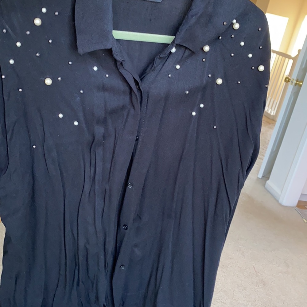 Zara Basic Black Button Up Top - image 4